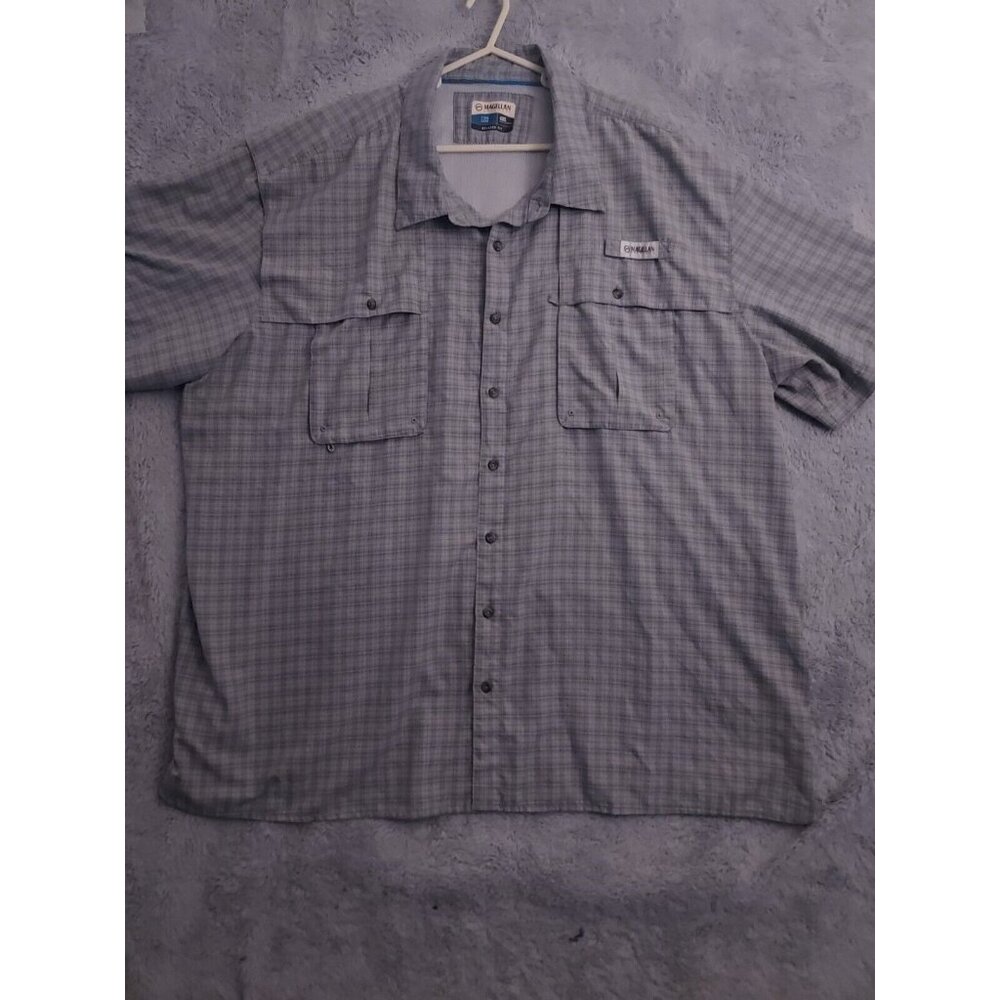 Magellan Outdoors Men's Gray Plaid Button Down Shirt